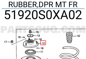 Honda 51920S0XA02 RUBBER,DPR MT FR