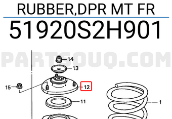 Honda 51920S2H901 RUBBER,DPR MT FR