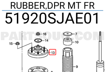 Honda 51920SJAE01 RUBBER,DPR MT FR
