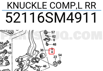 Honda 52116SM4911 KNUCKLE COMP,L RR