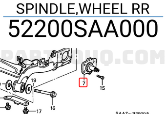 Honda 52200SAA000 SPINDLE,WHEEL RR