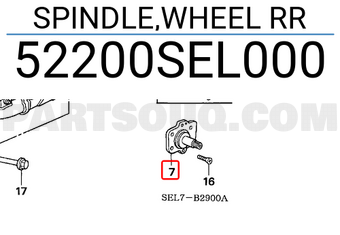 Honda 52200SEL000 SPINDLE,WHEEL RR