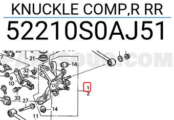 Honda 52210S0AJ51 KNUCKLE COMP,R RR