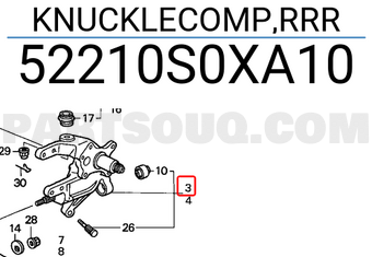 Honda 52210S0XA10 KNUCKLECOMP,RRR