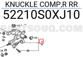 Honda 52210S0XJ10 KNUCKLE COMP,R RR
