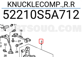 Honda 52210S5A712 KNUCKLECOMP.,R.R