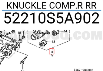 Honda 52210S5A902 KNUCKLE COMP,R RR