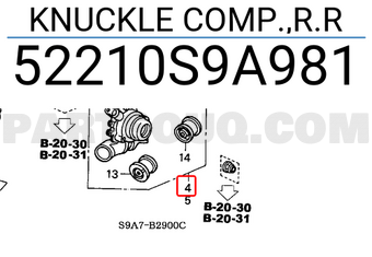 Honda 52210S9A981 KNUCKLE COMP.,R.R