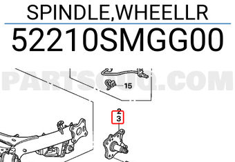 Honda 52210SMGG00 SPINDLE,WHEELLR