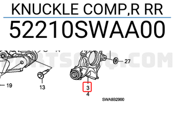 Honda 52210SWAA00 KNUCKLE COMP,R RR