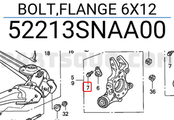 Honda 52213SNAA00 BOLT,FLANGE 6X12
