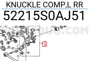 Honda 52215S0AJ51 KNUCKLE COMP,L RR