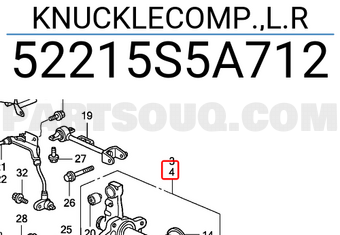 Honda 52215S5A712 KNUCKLECOMP.,L.R