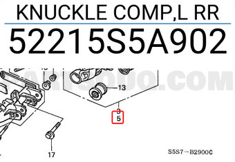 Honda 52215S5A902 KNUCKLE COMP,L RR