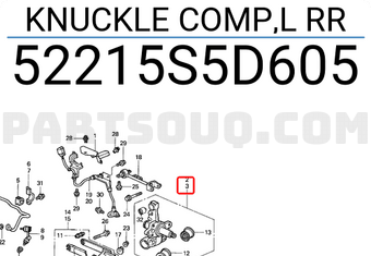 Honda 52215S5D605 KNUCKLE COMP,L RR