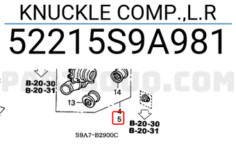 Honda 52215S9A981 KNUCKLE COMP.,L.R