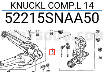 Honda 52215SNAA50 KNUCKL COMP,L 14
