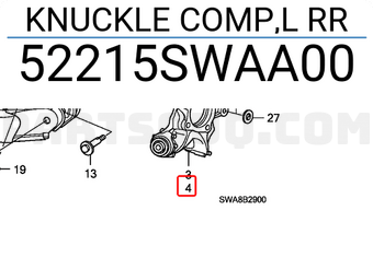 Honda 52215SWAA00 KNUCKLE COMP,L RR