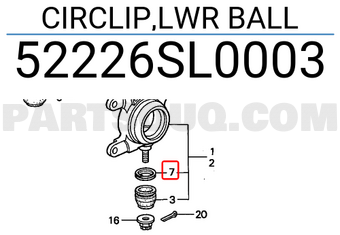 Honda 52226SL0003 CIRCLIP,LWR BALL