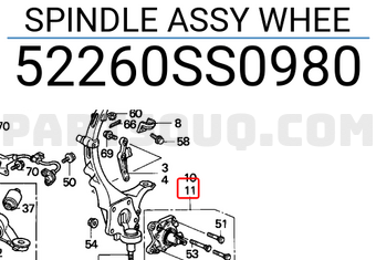 Honda 52260SS0980 SPINDLE ASSY WHEE