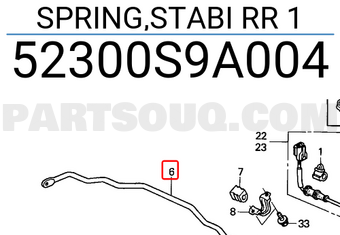 Honda 52300S9A004 SPRING,STABI RR 1