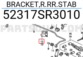 Honda 52317SR3010 BRACKET,R.RR.STAB