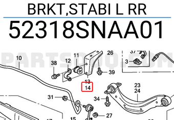 Honda 52318SNAA01 BRKT,STABI L RR