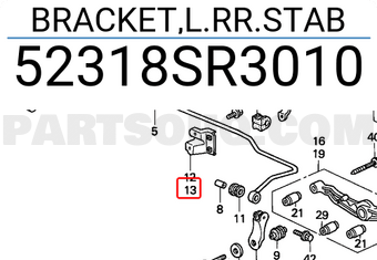 Honda 52318SR3010 BRACKET,L.RR.STAB