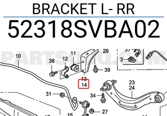 Honda 52318SVBA02 BRACKET L- RR