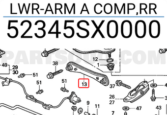 Honda 52345SX0000 LWR-ARM A COMP,RR