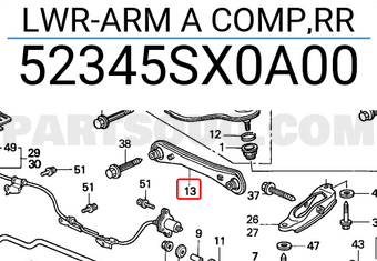 Honda 52345SX0A00 LWR-ARM A COMP,RR