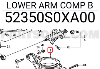 Honda 52350S0XA00 LOWER ARM COMP B