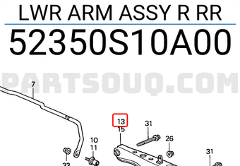 Honda 52350S10A00 LWR ARM ASSY R RR
