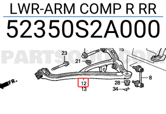 Honda 52350S2A000 LWR-ARM COMP R RR