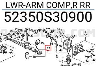 Honda 52350S30900 LWR-ARM COMP,R RR