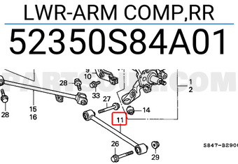 Honda 52350S84A01 LWR-ARM COMP,RR