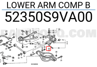 Honda 52350S9VA00 LOWER ARM COMP B
