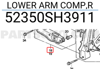 Honda 52350SH3911 LOWER ARM COMP,R