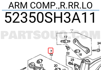 Honda 52350SH3A11 ARM COMP.,R.RR.LO