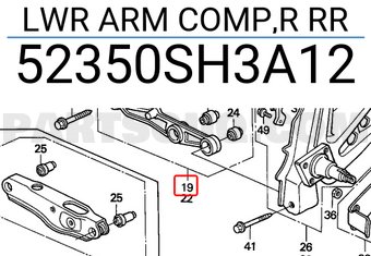 Honda 52350SH3A12 LWR ARM COMP,R RR