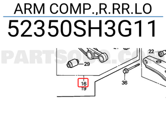 Honda 52350SH3G11 ARM COMP.,R.RR.LO