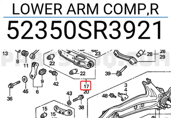 Honda 52350SR3921 LOWER ARM COMP,R