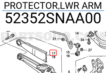 Honda 52352SNAA00 PROTECTOR,LWR ARM
