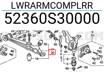 Honda 52360S30000 LWRARMCOMPLRR