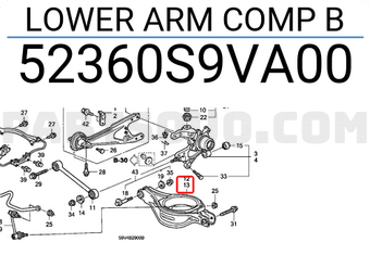Honda 52360S9VA00 LOWER ARM COMP B