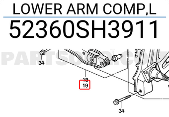 Honda 52360SH3911 LOWER ARM COMP,L