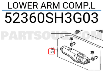 Honda 52360SH3G03 LOWER ARM COMP,L