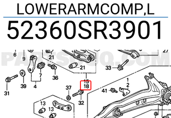 Honda 52360SR3901 LOWERARMCOMP,L