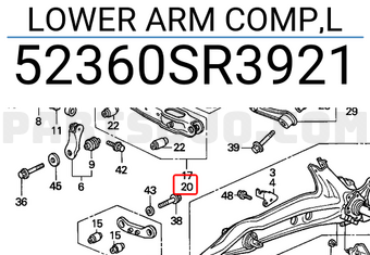Honda 52360SR3921 LOWER ARM COMP,L
