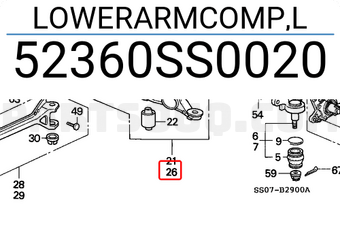 Honda 52360SS0020 LOWERARMCOMP,L
